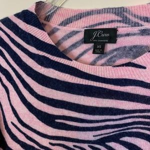 J Crew Pink Cashmere Zebra Printed Sweater - XS